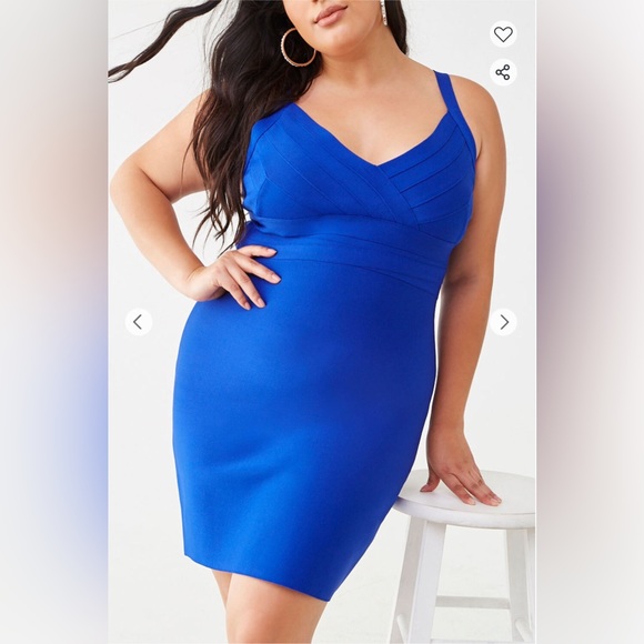 Forever 21 Royal Blue Pleated Bodycon Dress - Picture 3 of 4